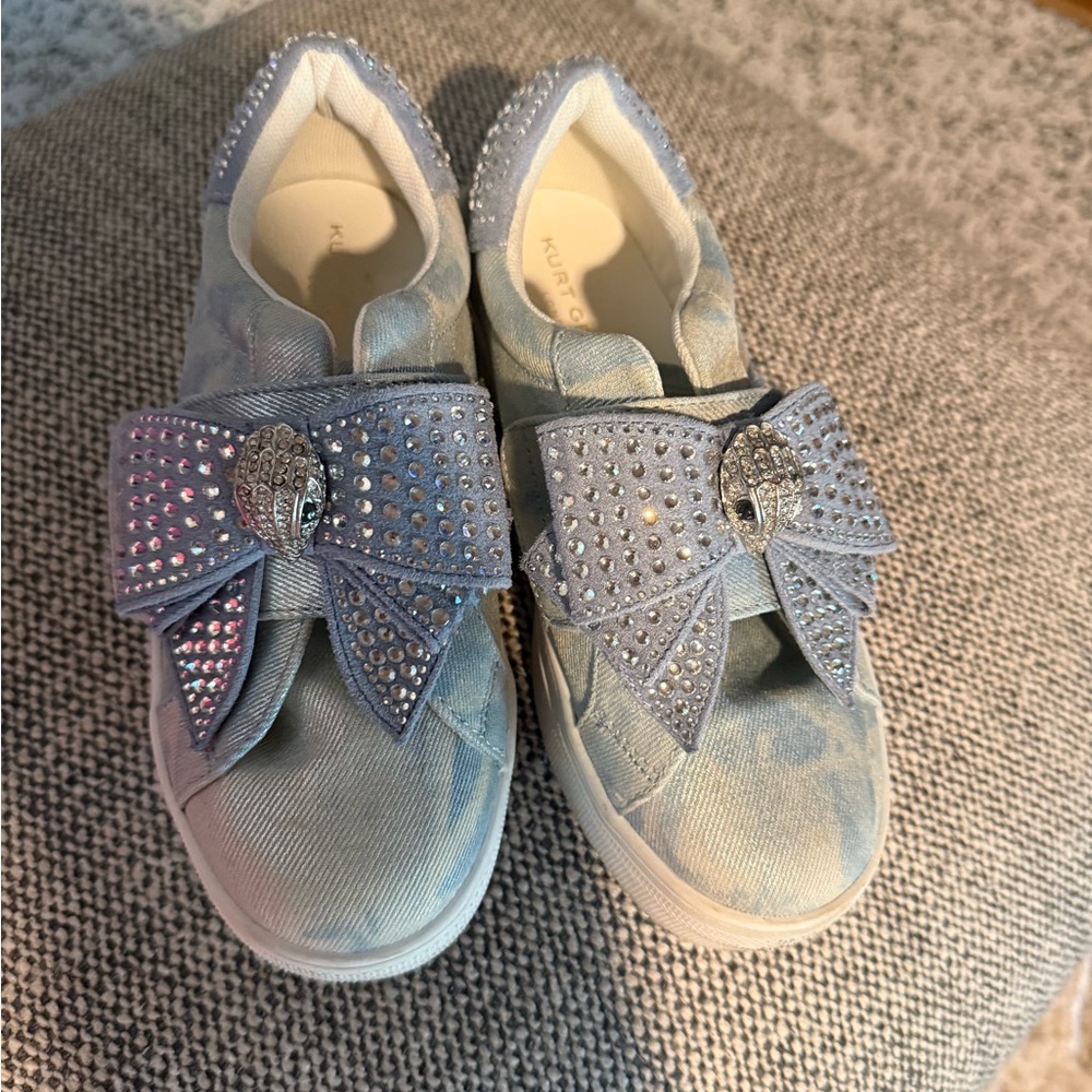 Kurt Geiger Kids Light Blue Sparkle Bow Sneakers